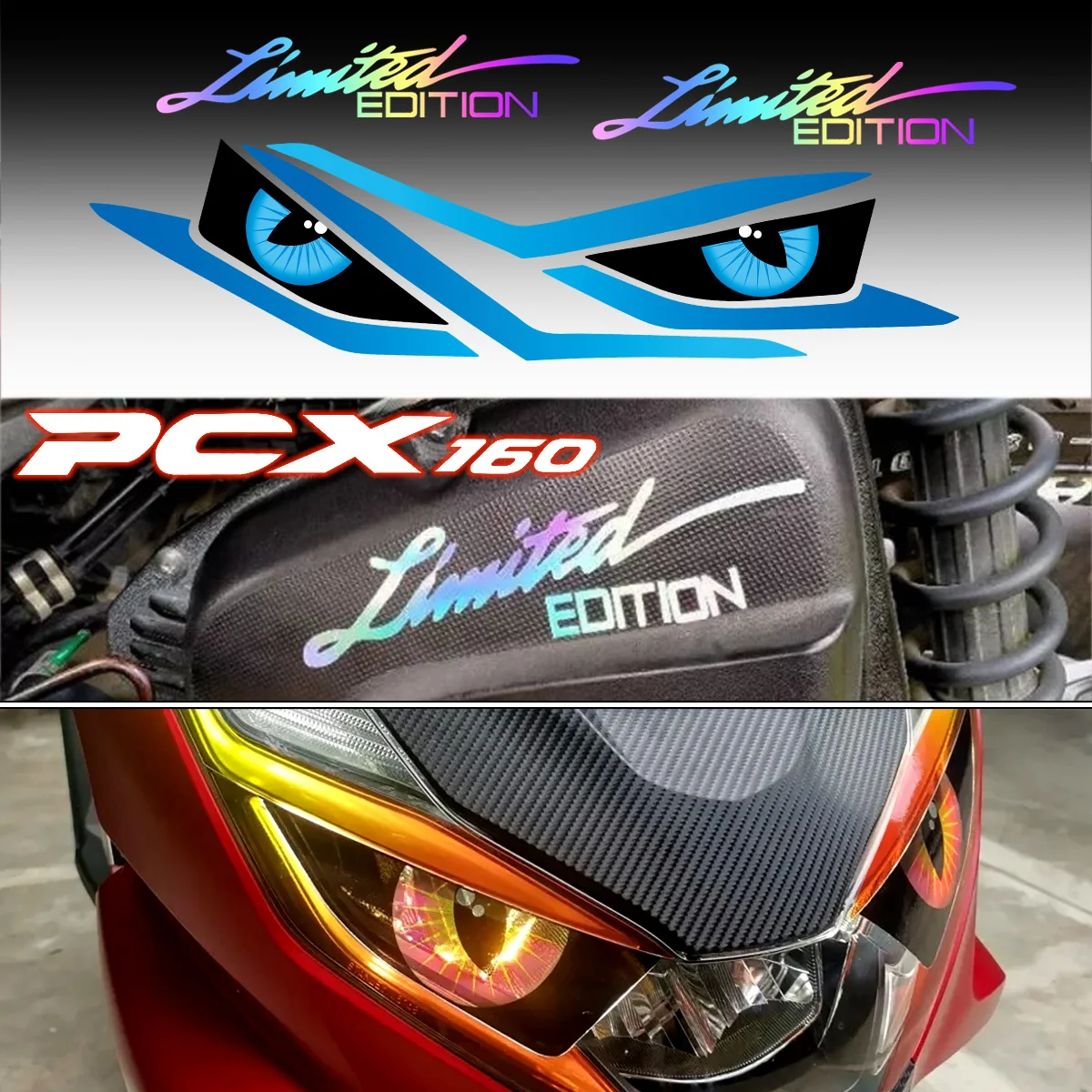 For PCX160 PCX 160 Moto Body Headlight Eyes Vinyl Stickers Tint Transparent Decal Motorcycle Accessories Waterproof Decals