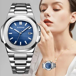 LIGE Top Brand Luxury Women Watch Fashion Waterproof Watch Ladies Luminous Date Stainless Steel Square Quartz Relogio Feminino