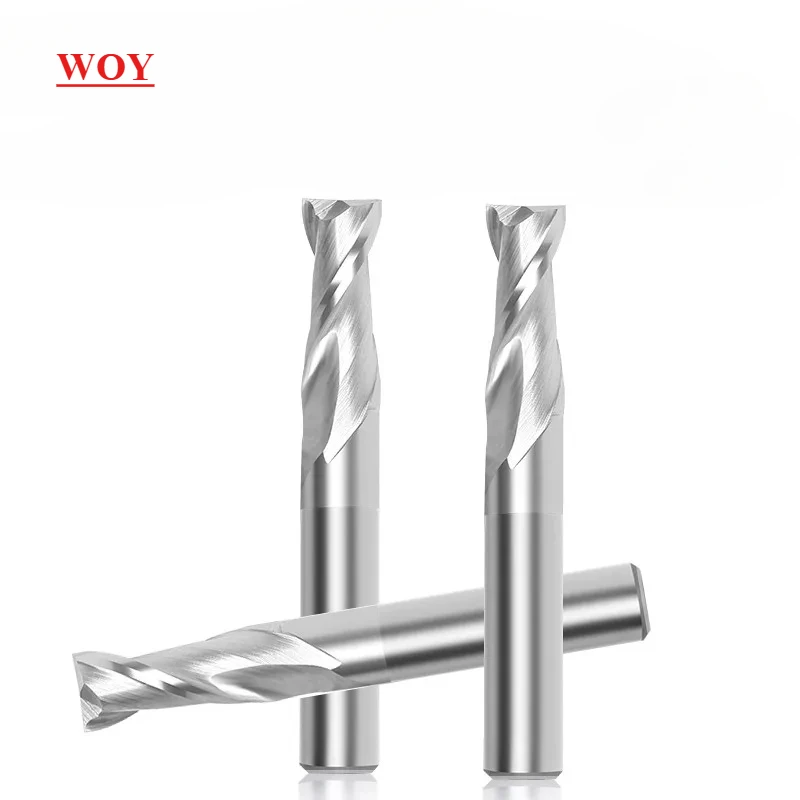 WOY HRC50 2-Flute For Aluminum Endmills 1.0mm-12.0mm 11-Piece-Set Tungsten Steel Milling Cutter CNC Machining End