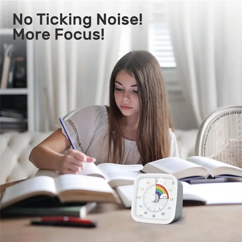 A01F-60 Minute Visual Timer With Protective Case, Rainbow Disk Timer, Silent Countdown Time Management Tool