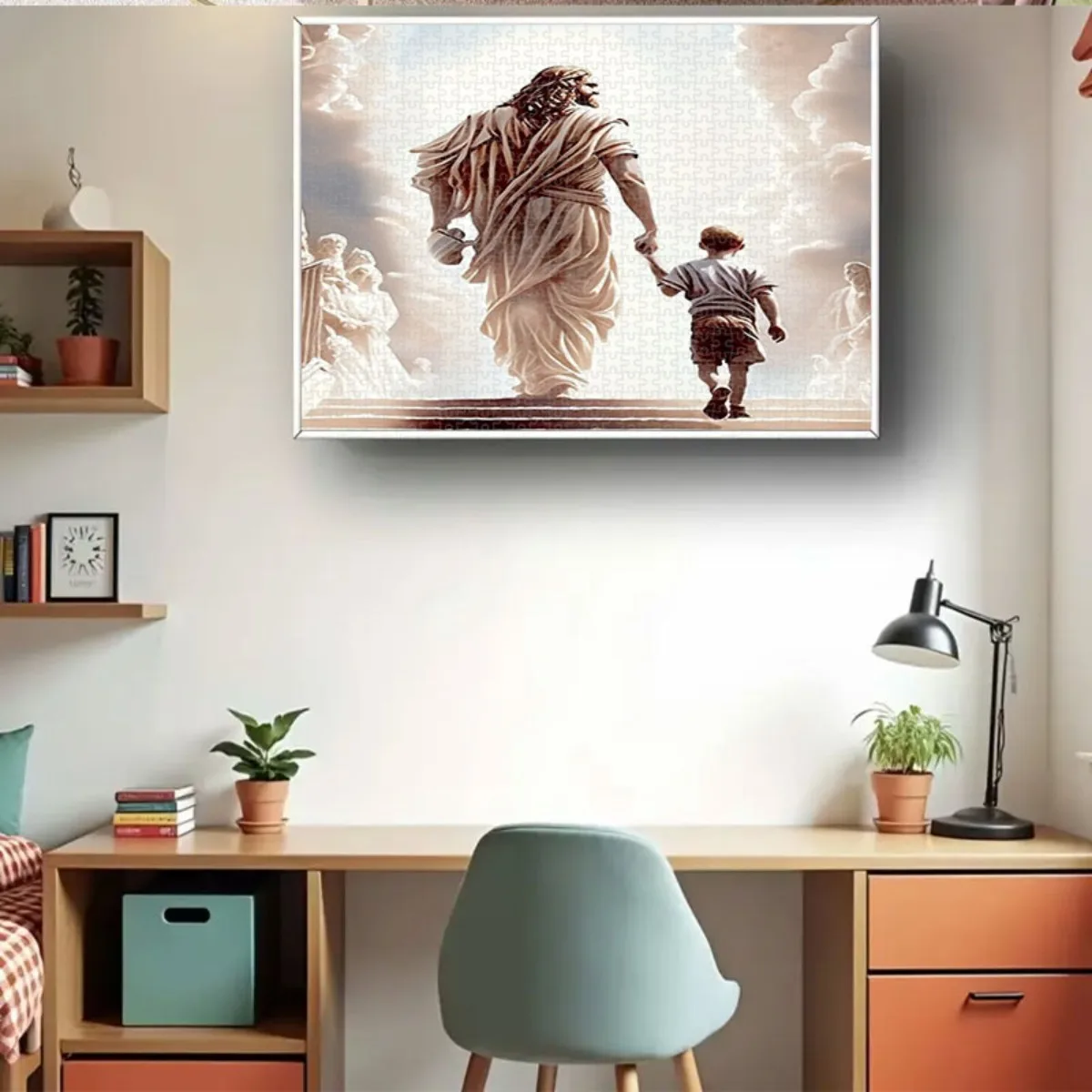 จิ๊กซอว์ 1,000 ชิ้น เหมาะสำหรับ - จิ๊กซอว์สำหรับครอบครัว, ผ้าสีเบจและชิ้นกระดาษหนา, จิ๊กซอว์ทนทานสำหรับเล่นเกม, ครอบครัว