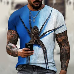 Fashion T-shirt Animal Print T-shirt Men's Best Quality Spider Web Pattern Clothes Street Retro Loose Oversized Top Tees 2023