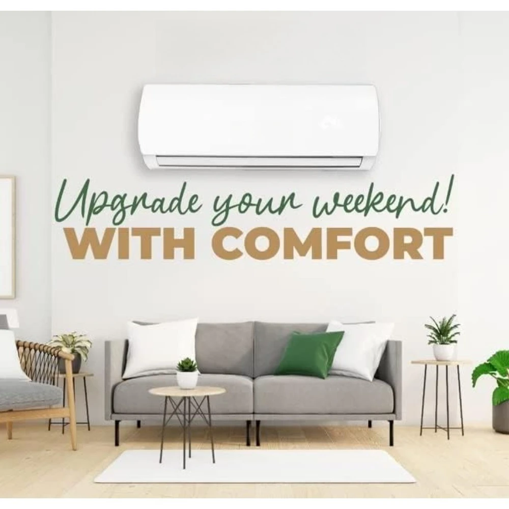 مكيف هواء سبليت صغير 12000 وحدة حرارية بريطانية ومضخة حرارية 110 فولت بدون مجاري، 1 طن، مع واي فاي متوافق مع أليكسا