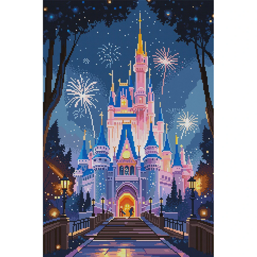 Forever Young 5D DIY Diamond Painting Kit Glimmering Castle Night Full Square Design with AB FD Drills for Adult Arts And Crafts