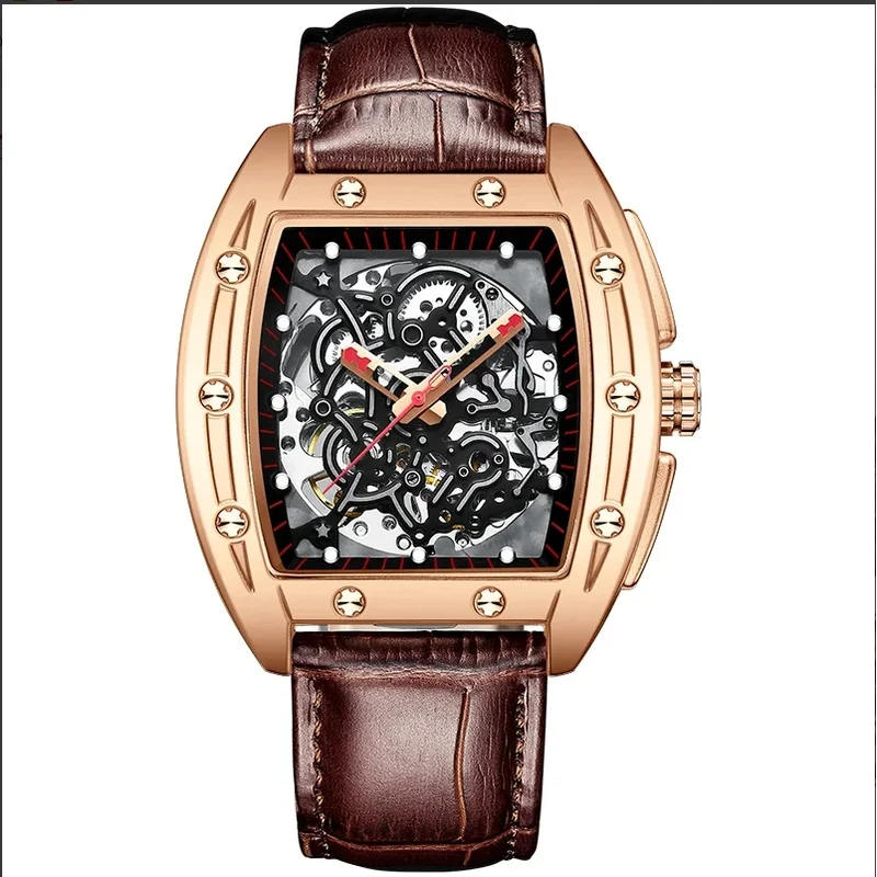 ailang-8616-men's-mechanical-watch-fashion-tonneau-dial-luxury-skeleton-hollow-wristwatch-waterproof-sports-silicone-strap