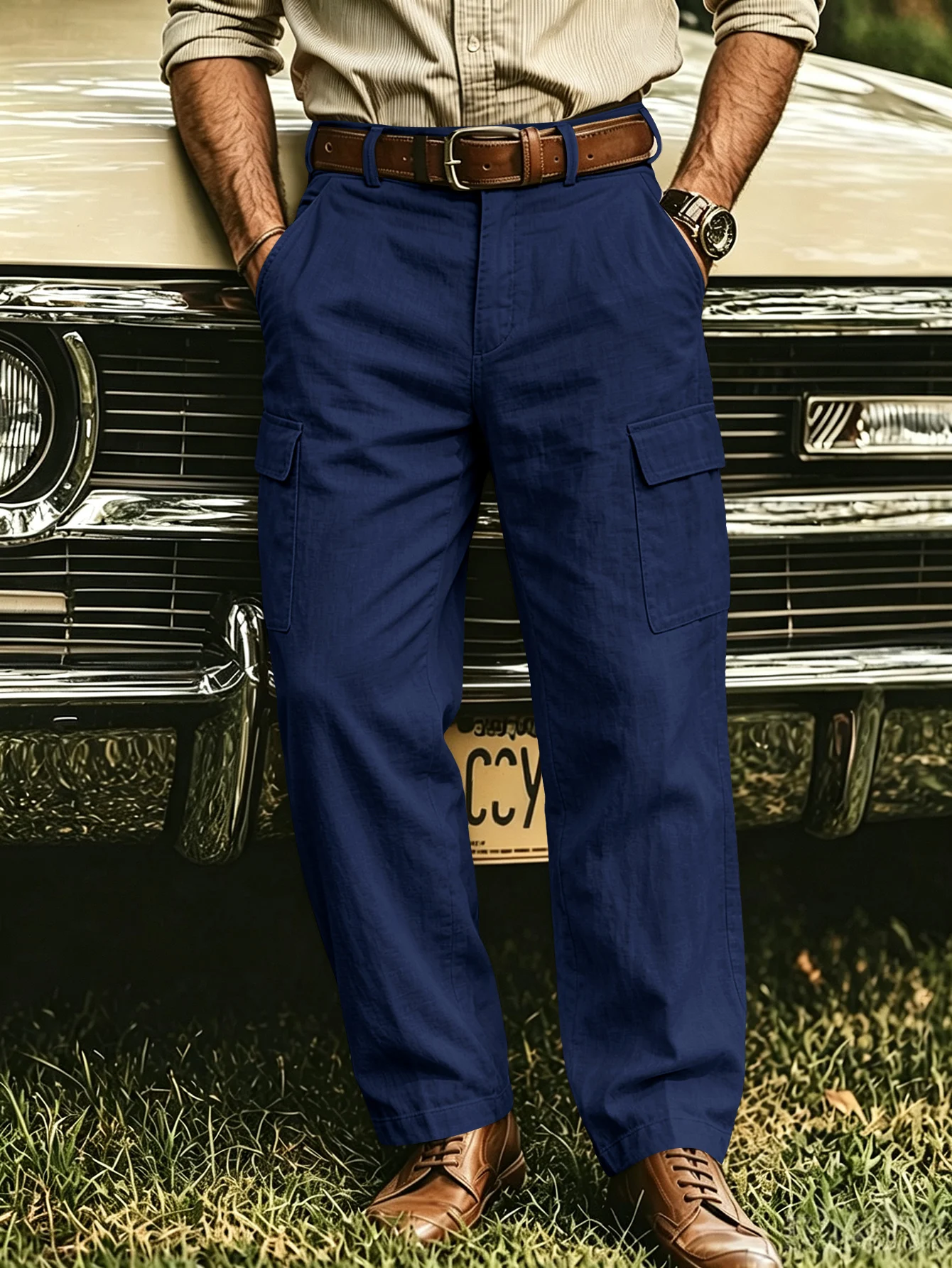 American-style street work pants for men new style for spring and autumn loose straight versatile large pockets casual long pant