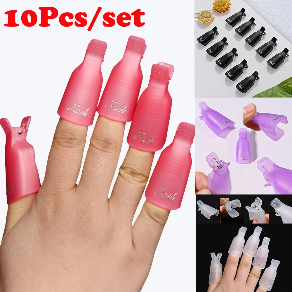 10Pcs Plastikowe klipsy do paznokci Soak Off Cap Klipsy do usuwania żelu UV Klipsy do usuwania lakieru Klipsy do czyszczenia manicure Narzędzia do zdobienia paznokci
