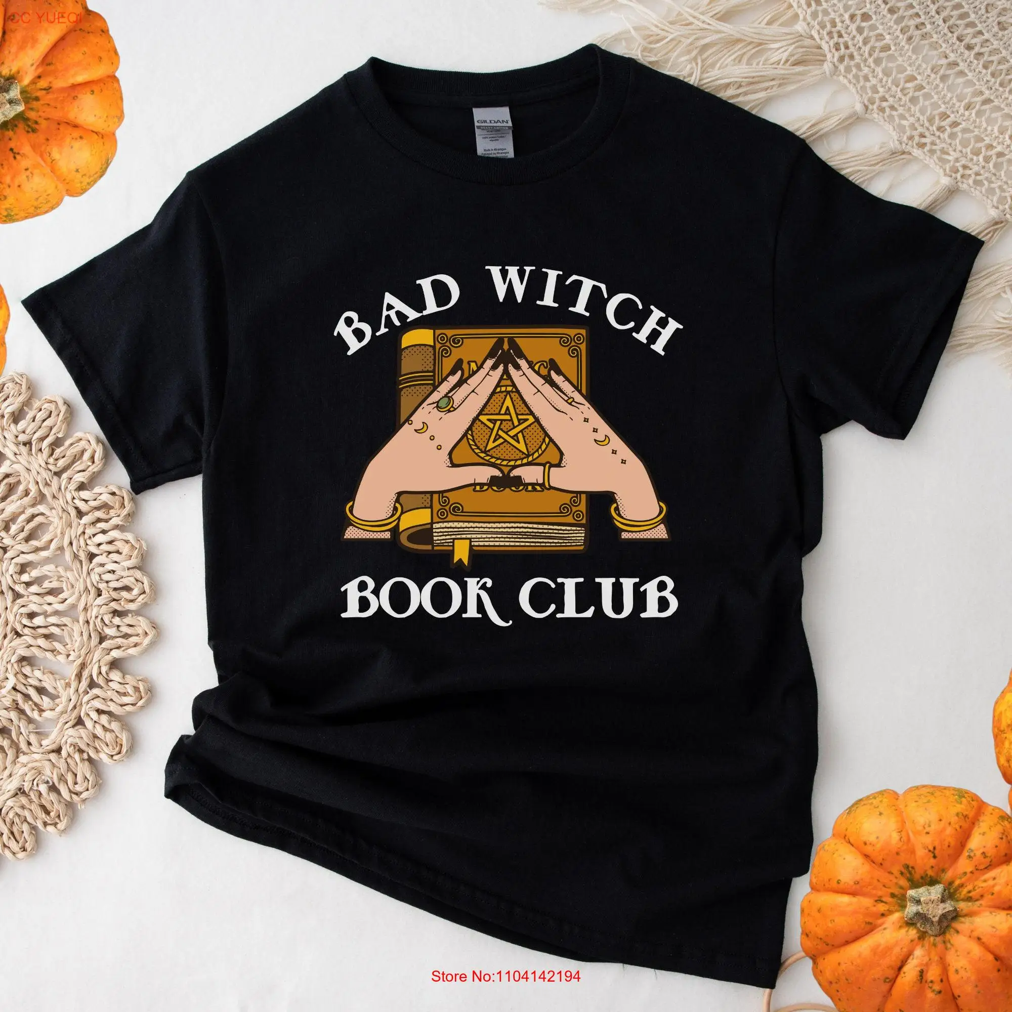 Bad Witch Book Club Halloween Fall Autumn T Shirt Bookish Merch Lover s Dark Classic Crewneck long or short sleeves