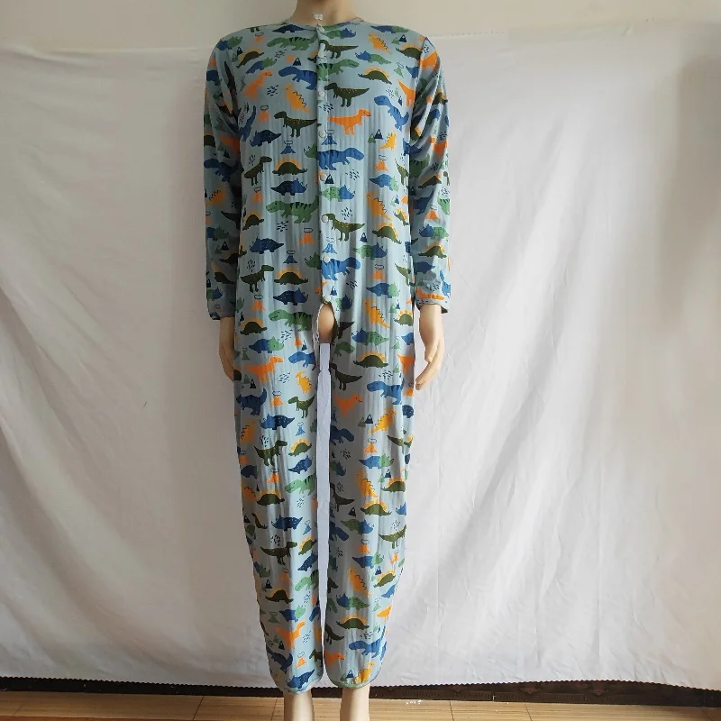

Couple Adult Baby Long Sleeve Pure cotton Open Crotch jumpsuit Casual Snap Button Cartoon Pattern Jumpsuit Sissy Loose Cosplay