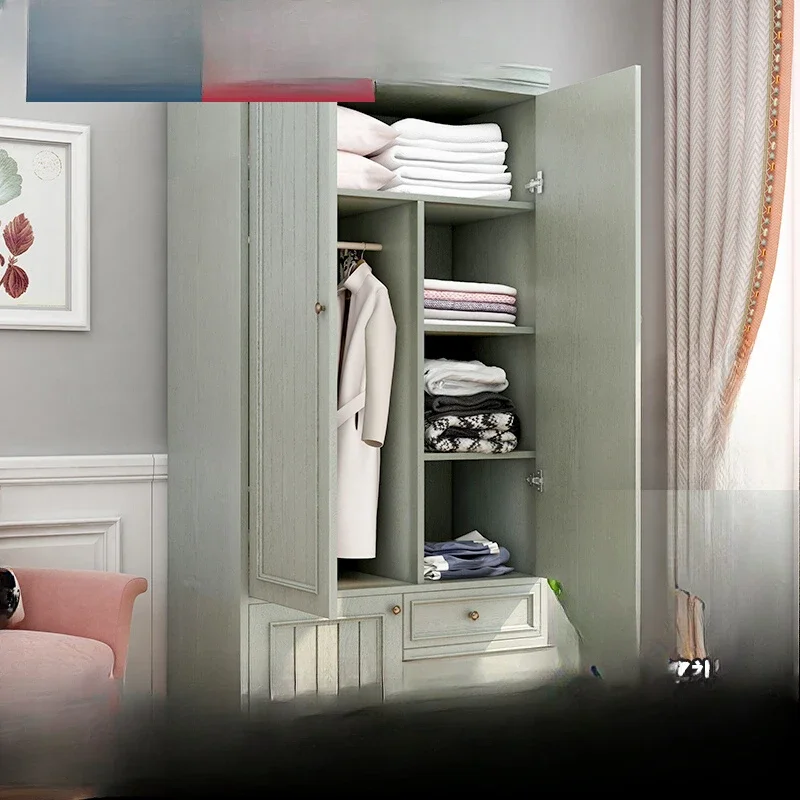 

Шкаф из цельного дерева, подвесной шкаф для двух спальни, небольшой бытовой, зеленый