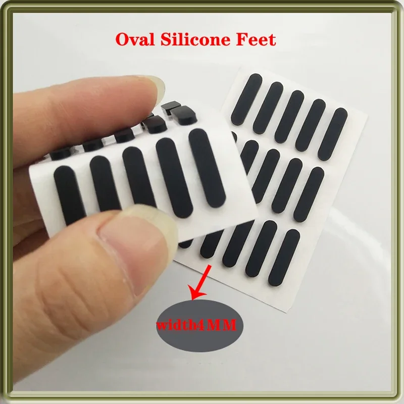 10Pcs Width 4mm Thick 1.5mm Self Adhesive Oval Shaped Silicone Rubber Foot Pad for Notebook Foot Cushion Furniture Floor Mats