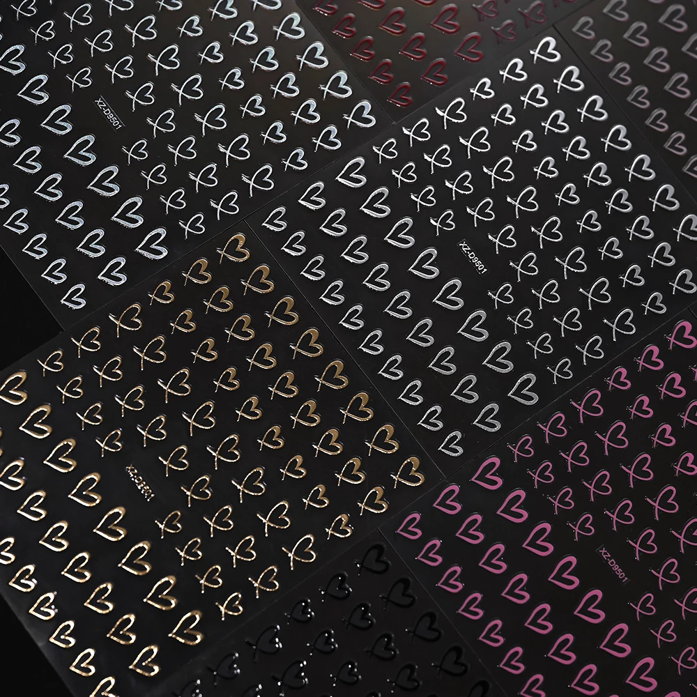 8 pezzi 3D irregolare rosso innamorato amore adesivi per unghie linee a strisce francesi San Valentino design decalcomanie adesivo fai da te cursore manicure & P