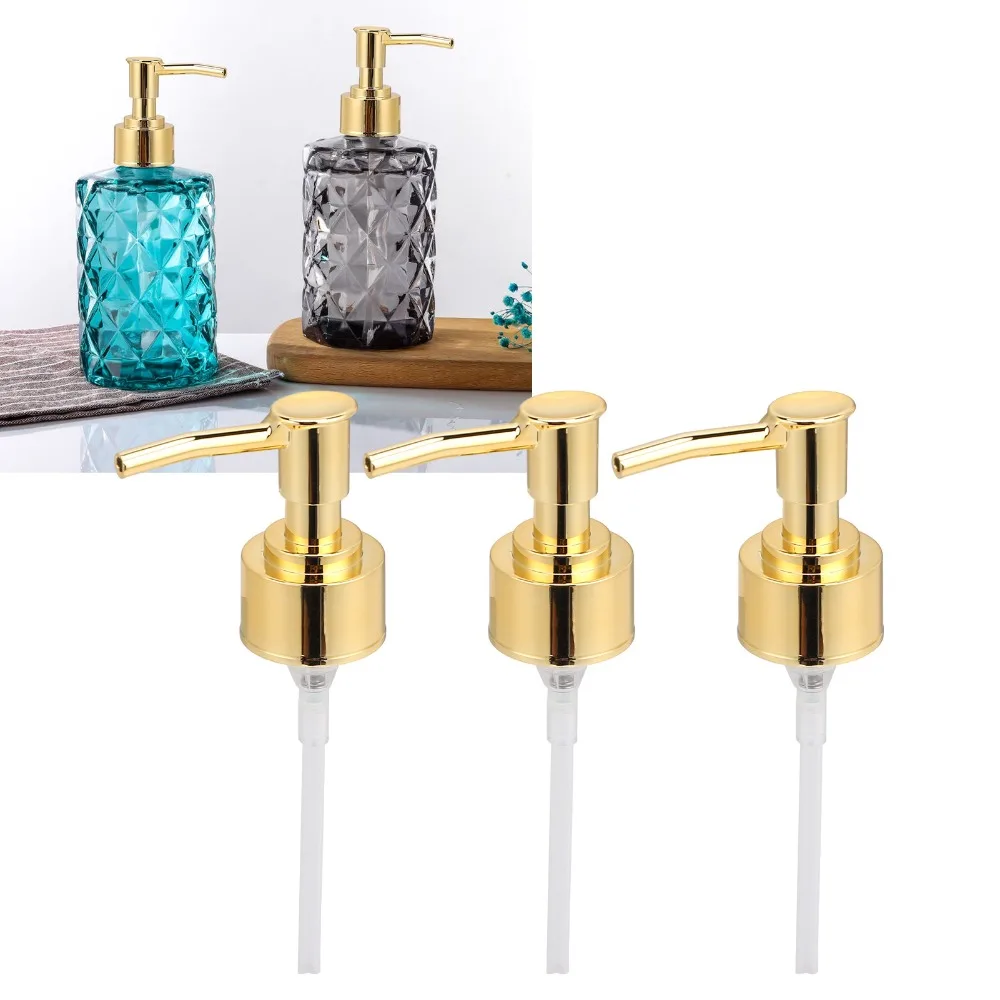3 PCS ABS Perfume Bottle Pump 360 Degree Rotation Universal Threaded Emulsion Dispenser Pump Pressure Pump Gold Silver