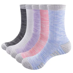 YUEDGE Womens Moiture Wicking Cushioned Cotton Mid Calf Casual Tennis Running Athletic  Hiking Socks(5 Pairs/Pack)