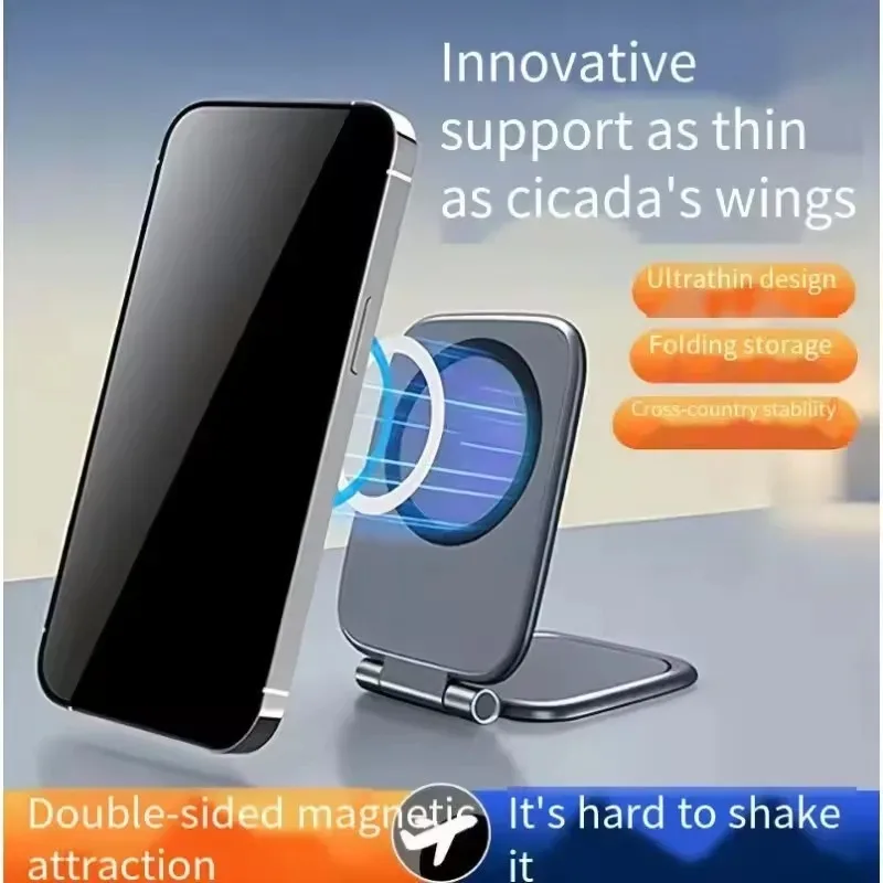 Ultra Thin Magnetic Foldable Car Phone Holder, 3200 Gauss Magnet Dual Use Car & Desktop Universal Phone Mount