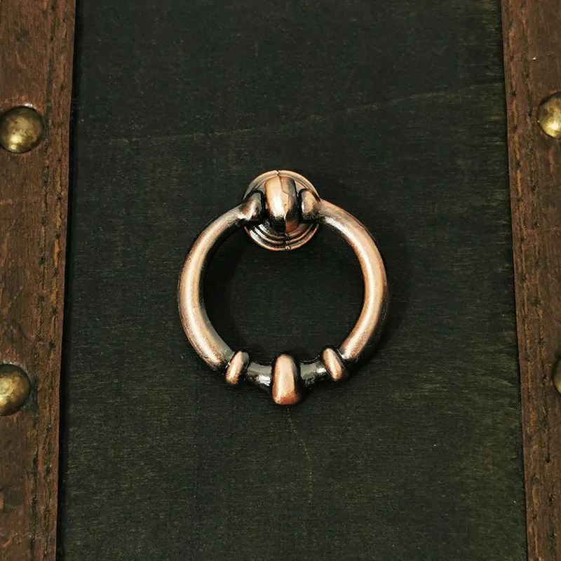 Maniglie ad anello in lega di zinco nera anticata con hardware di installazione - Maniglie per cassetti in stile vintage per armadio comò