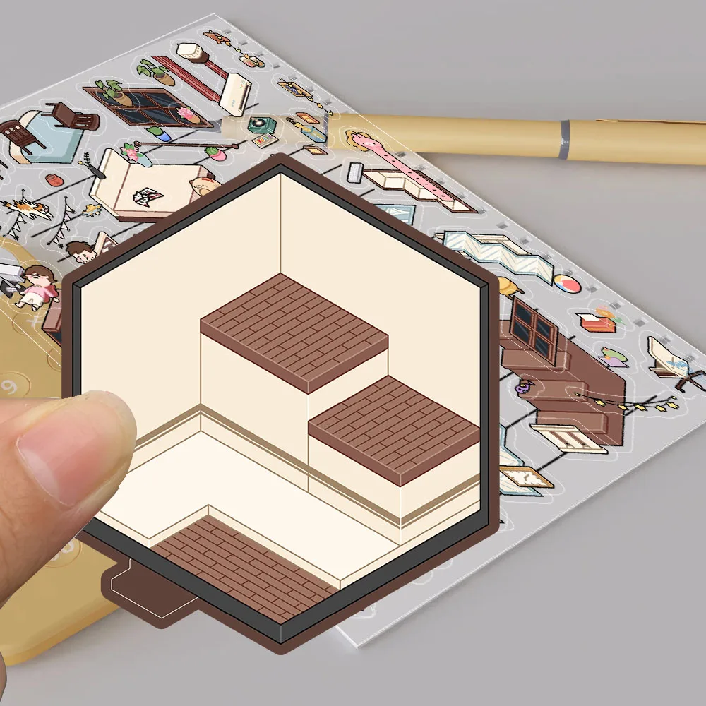 2PCS Turtle Soup Paper Landscaping Miniature Scene Sticker Nostalgia Personalized Bottle Motorcycle Cafe Art Decoration Stickers