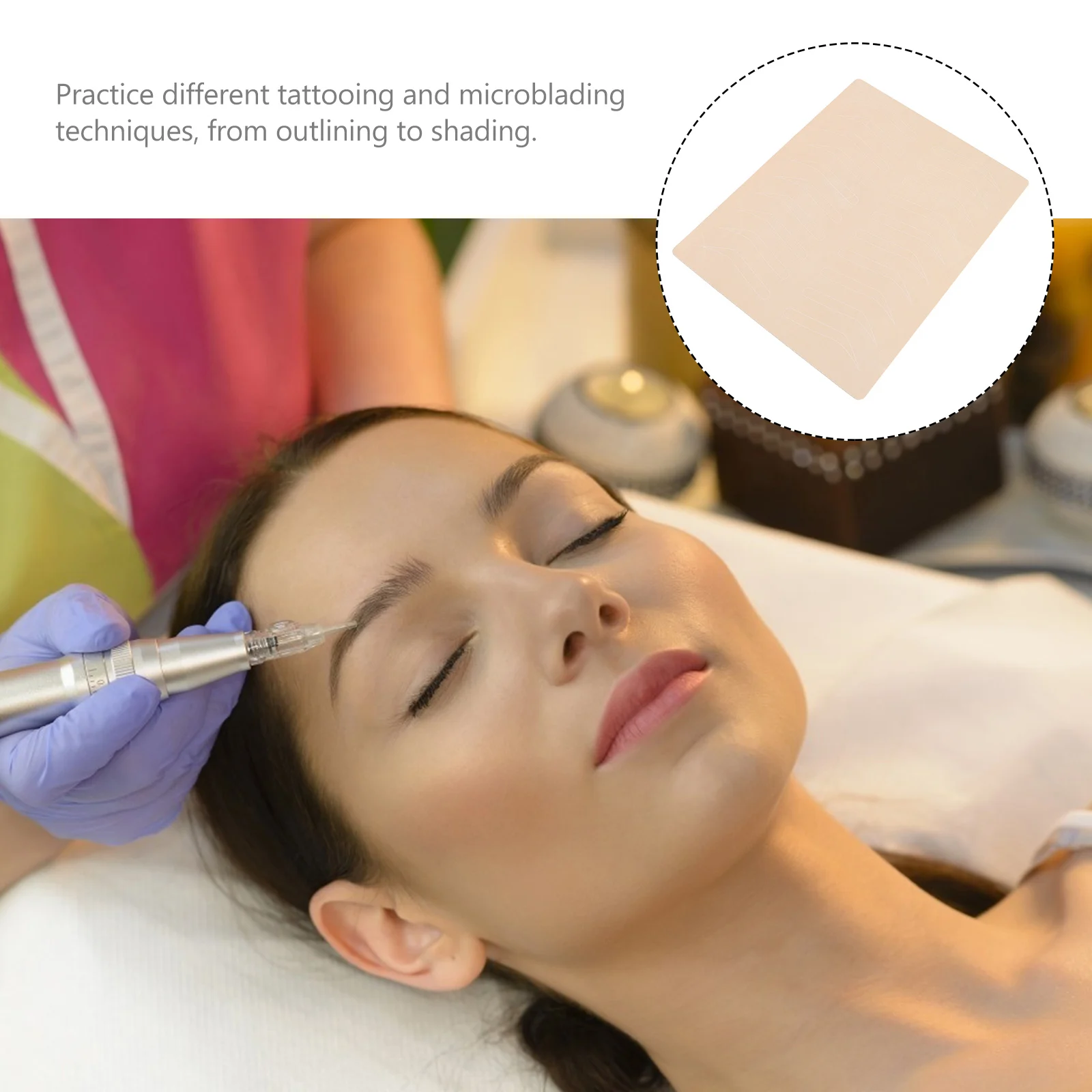 

6pcs Microblading Practice Skin Sheets For Eyebrow Tattoos Flexible Rubber Double Side Tattooing Practice Skin
