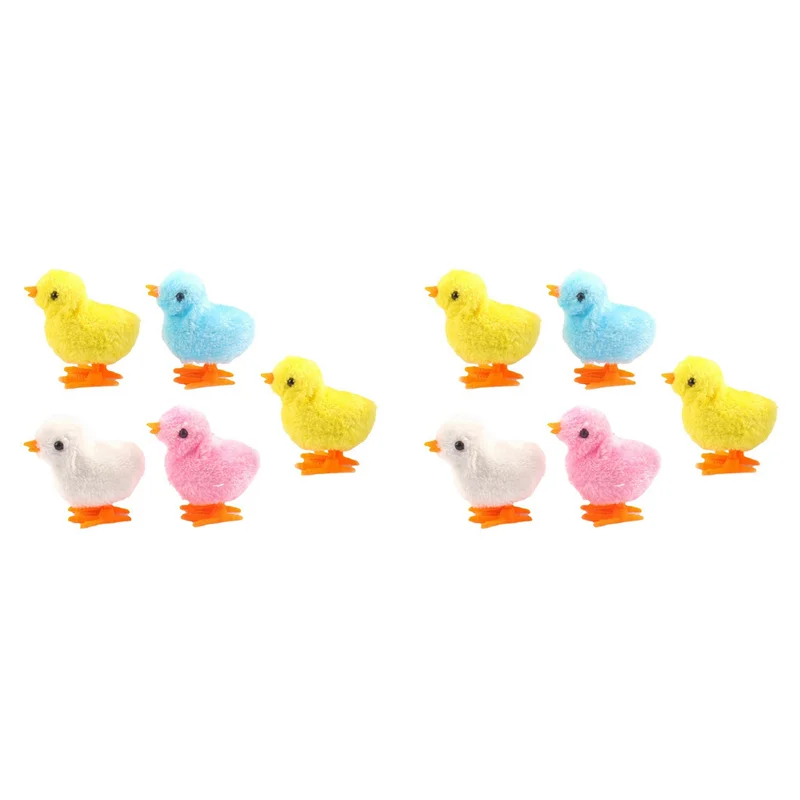 10Pcs Easter Wind Up Chick Novelty Jumping Chicken Gag Plush Baby Chicks Favors Gift For Kids Girls