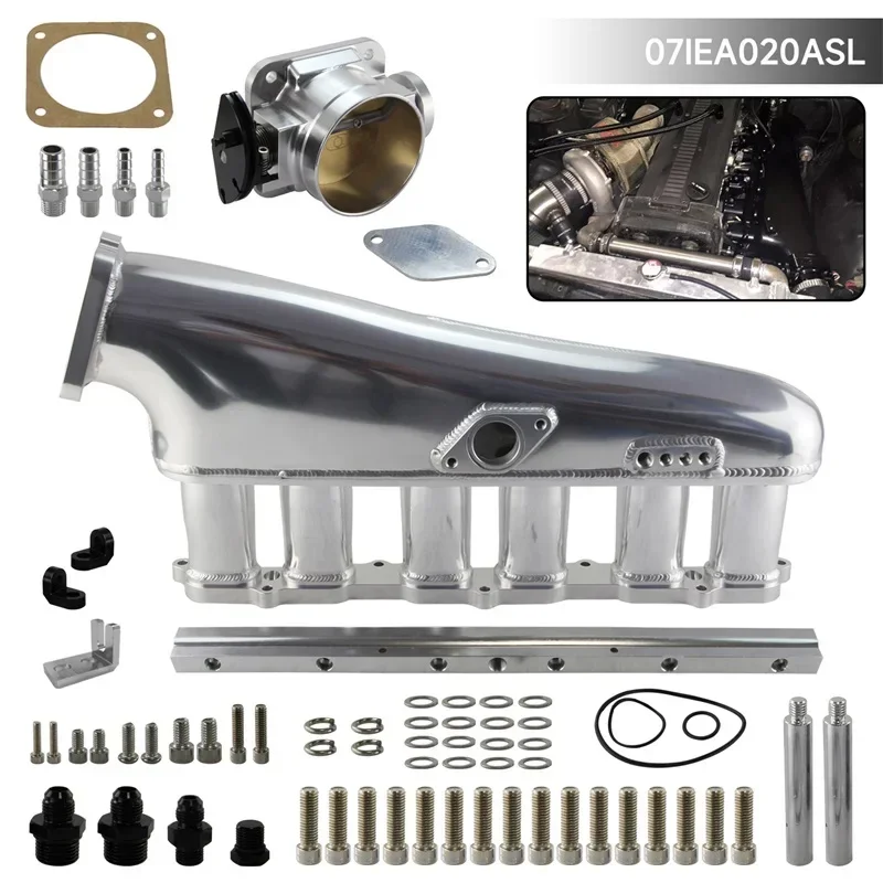 Aluminum Intake Manifold w/Fuel Rail  TIG Welded Aftermarket & 90mm Throttle body Fits forToyota Supra ARISTO 2.5L Engines