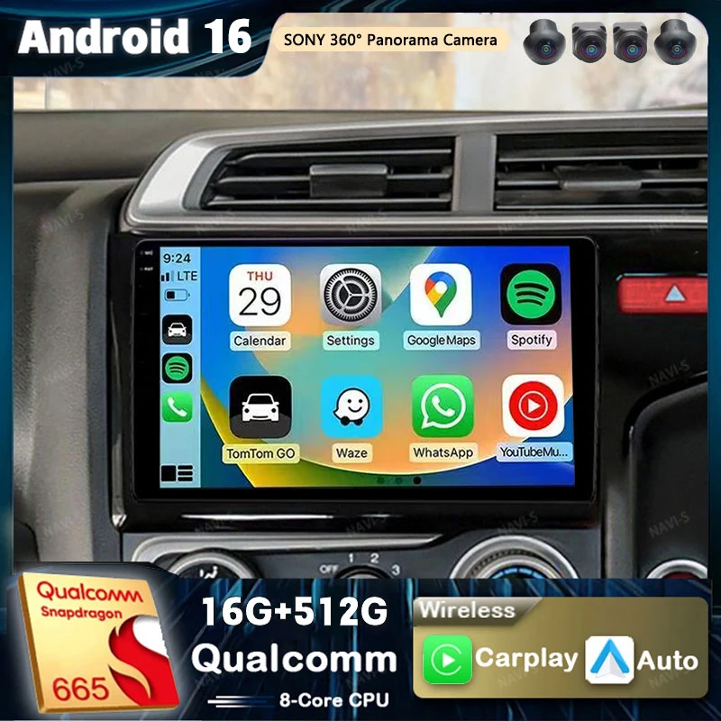 

Android 16 Qualcomm For Honda Jazz 3 2015 - 2020 Fit 3 GP GK 2013 - 2020 Carplay Car Radio Multimedia Video Navigation Stereo