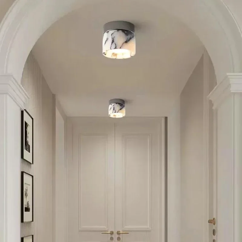 

Скандинавская лампа, мраморный цилиндр, натуральный камень, светодиодный потолочный светильник, маленький бра, домашний декор для спальни, гостиной, прохода, светильники из металла