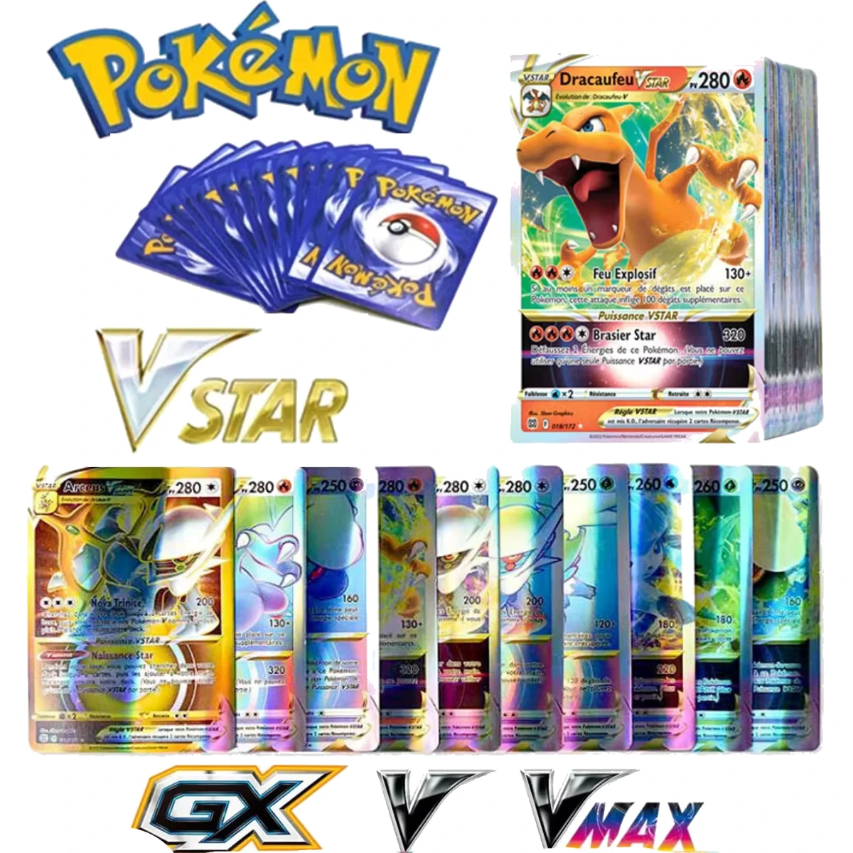 

100pcs Pokemon Card Shining TAKARA TOMY GX VMAX V MAX Cards Game Battle Card Trading Table Game Children Toy Gift