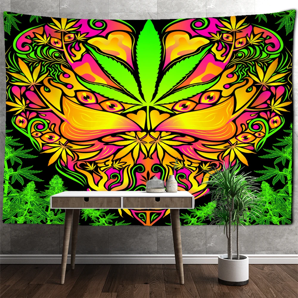 Colorful Maple Leafs and Eyes Tapestry Wall Hanging Psychedelic Witchcraft Mystic Art Room Dorm Home Decor