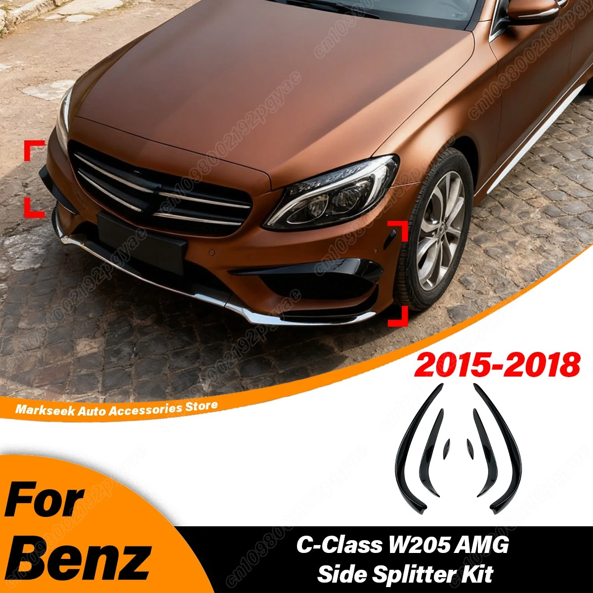 

For Mercedes Benz C Class W205 2015 2016 2017 2018 Car Front Air Knife Auto Front Bumper Side Spoiler Body Modification Kit