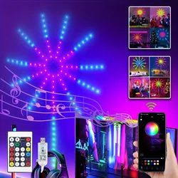 Led Strip USB Colorful Fireworks Light LED Decor RGBIC Atmosphere Light With Bluetooth Voice Control Timing Setting Bar Music R