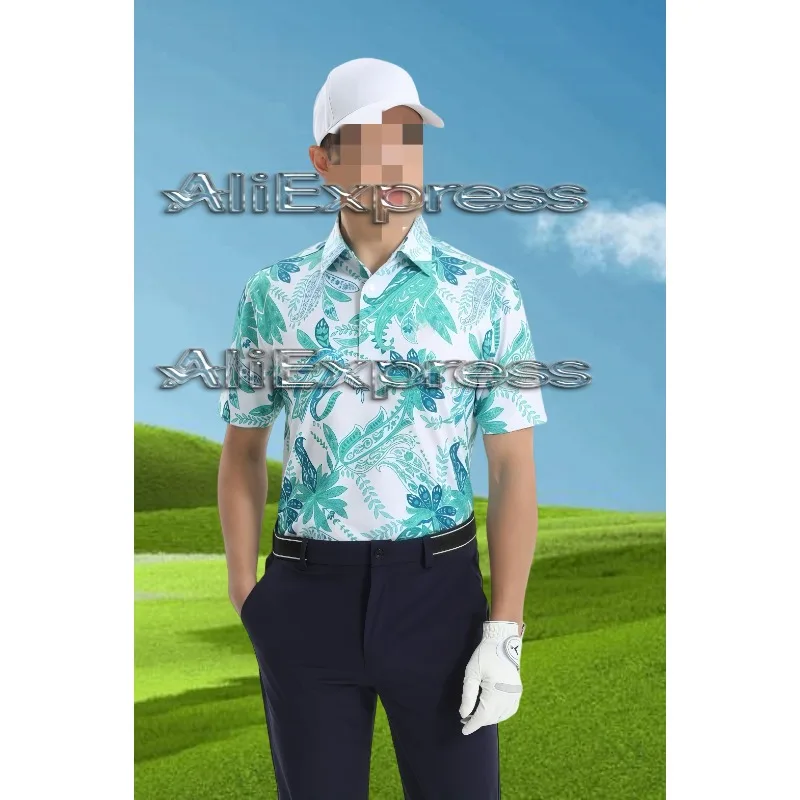 

The 2025 new summer golf short-sleeved men's 3D print quick-dry breathable collared sport polo shirt with buttons moto t-shirts