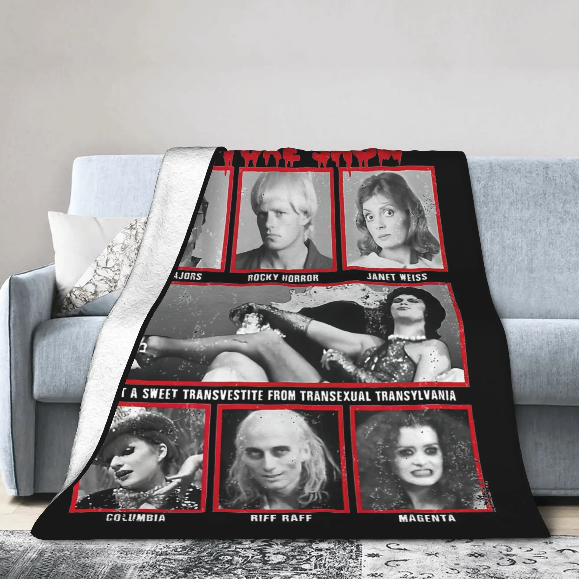 The Rockys Horror Picture Show Blanket Velvet Print  Portable Lightweight Thin Throw Blanket for Sofa Bedroom Bedspread