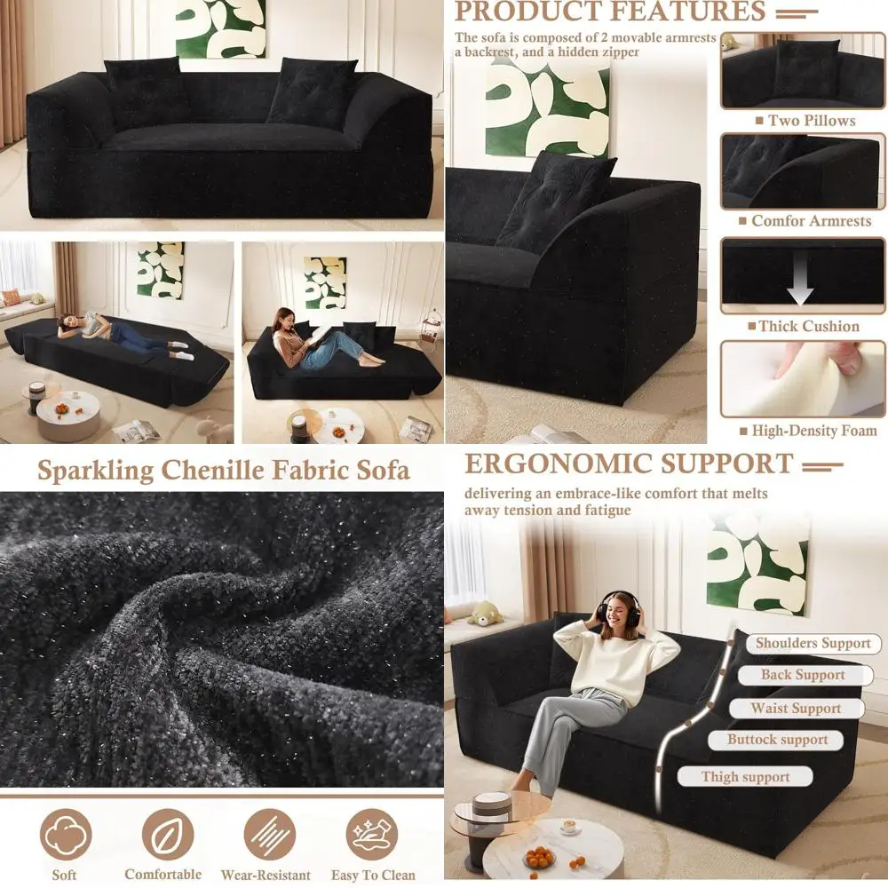 أريكة سرير قابلة للتحويل لغرفة المعيشة، أرائك بدون عظم، أريكة أرضية من إسفنج الذاكرة المضغوطة، أريكة سهلة الإعداد في صندوق، سوب العمود الفقري #1