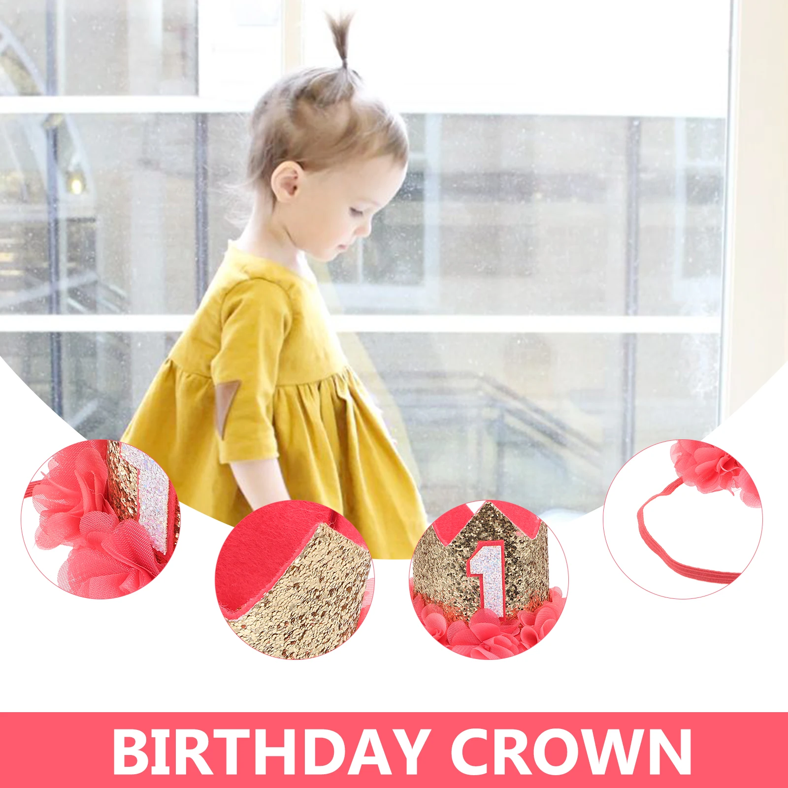 

1st Birthday Headb Kids Crowns Party Hat Prop Birthday Crown Headb Baby Age Decorations Sequins Child Celebrations