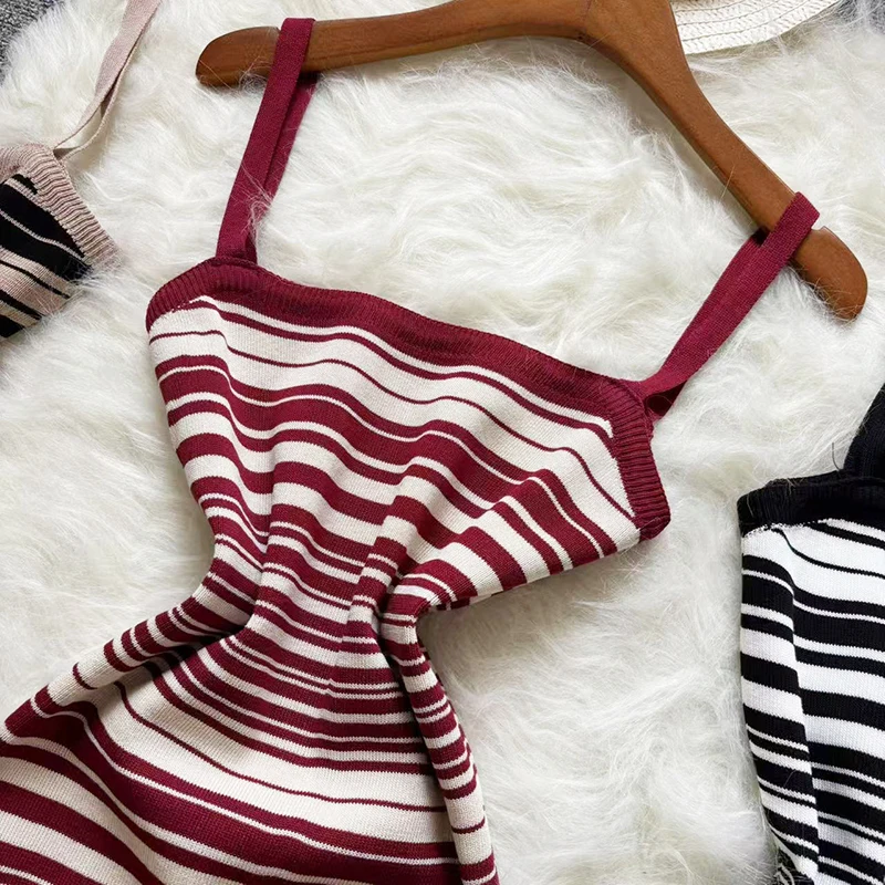 2025 nieuwe zomer streep elastische bodycon band jurk sexy chique vrouwen casual strand zonnejurk slanke potlood vestidos maxi lange jurk