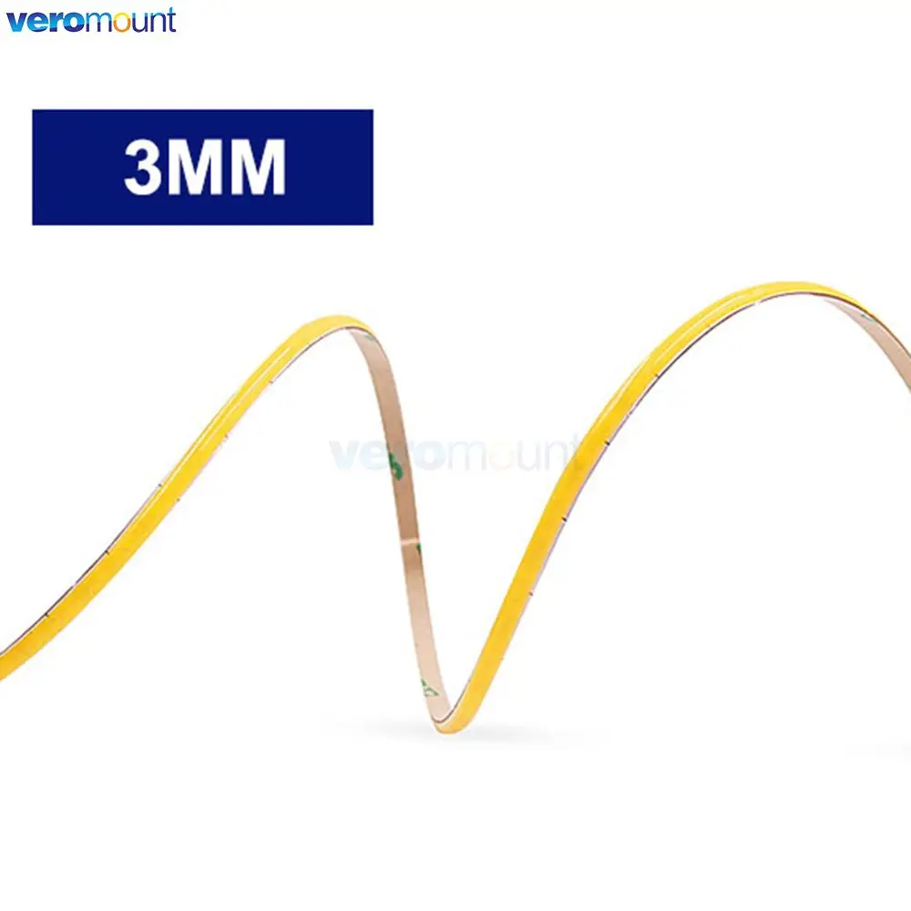 Bande Lumineuse Flexible à Haute Luminosité, 5m, 12V, 24V, DC, FOB, COB, 3mm, 5mm, 8mm, 10mm de Largeur, PCB, 320, 384, 480, 528, gible/m, IP20