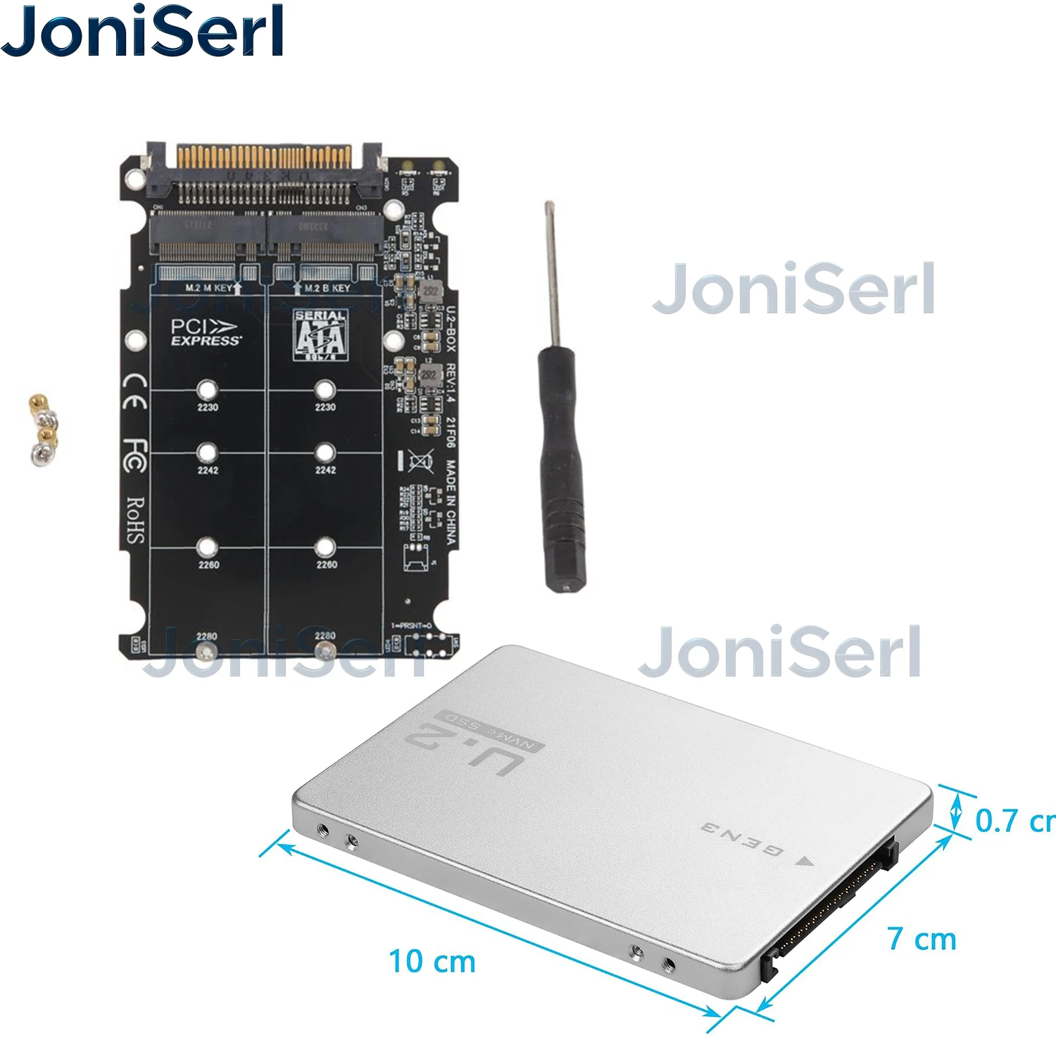 JonISerl 2 in 1 Combo M.2 NVME/NGFF to U.2(SFF-8639) Adapter Card M.2 PCI-E NVME (M Key)/M.2 SATA NGFF (B Key) to U.2(SFF-8639)