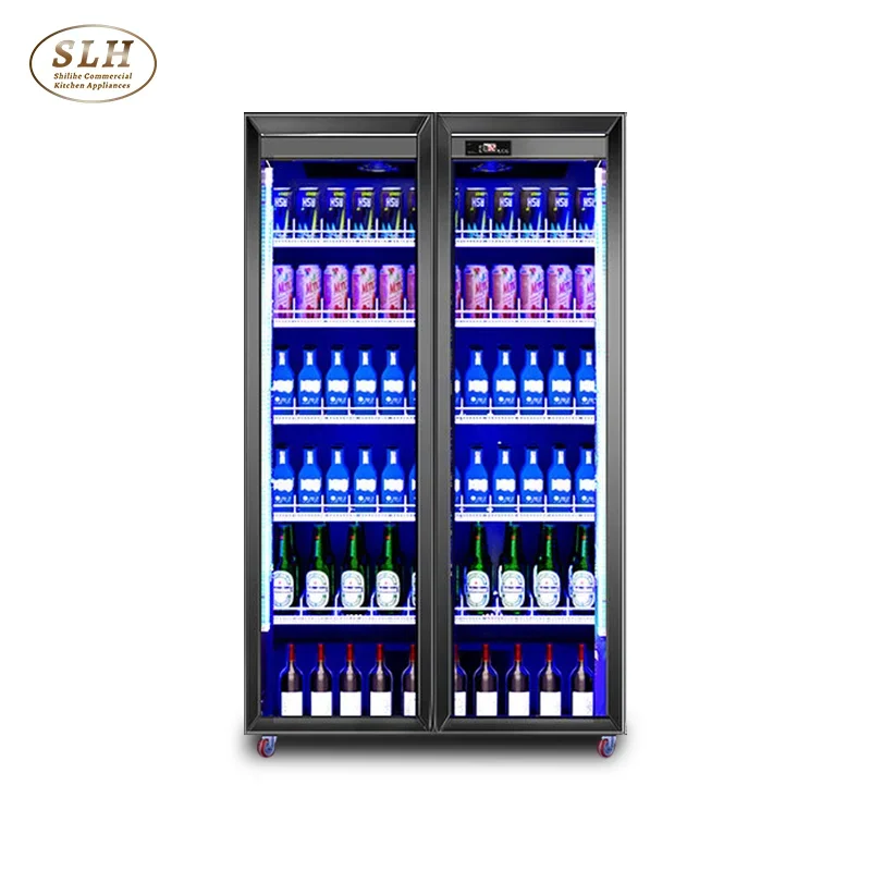 Commercial Display Cooler Fridge with Glass Door Refrigeration Equipment for Drinks Supermarket Use