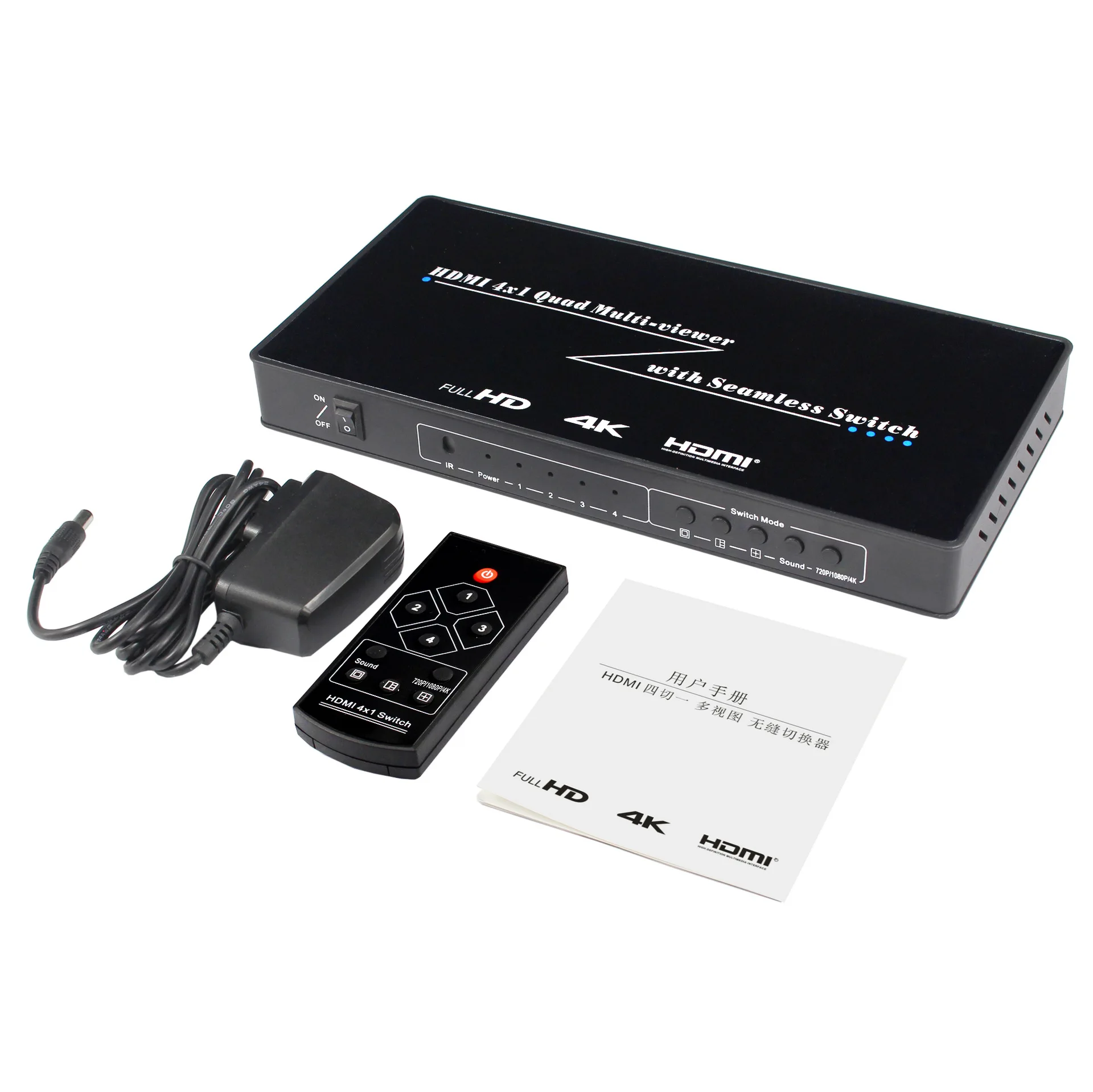 

OEM 3D 4K Ultra HD HDMI Quad multi viewer 4 in 1 Out HDMI switch 4 X 1 for Projector Monitor DVD Player