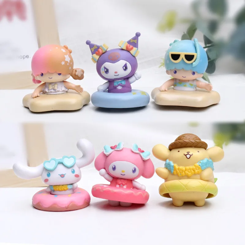 

6pcs/set Sanrio Figures GK Kuromi Cinnamoroll Melody Kawaii Ornament Toys Children Christmas Birthday Gift Anime Hobby Dolls