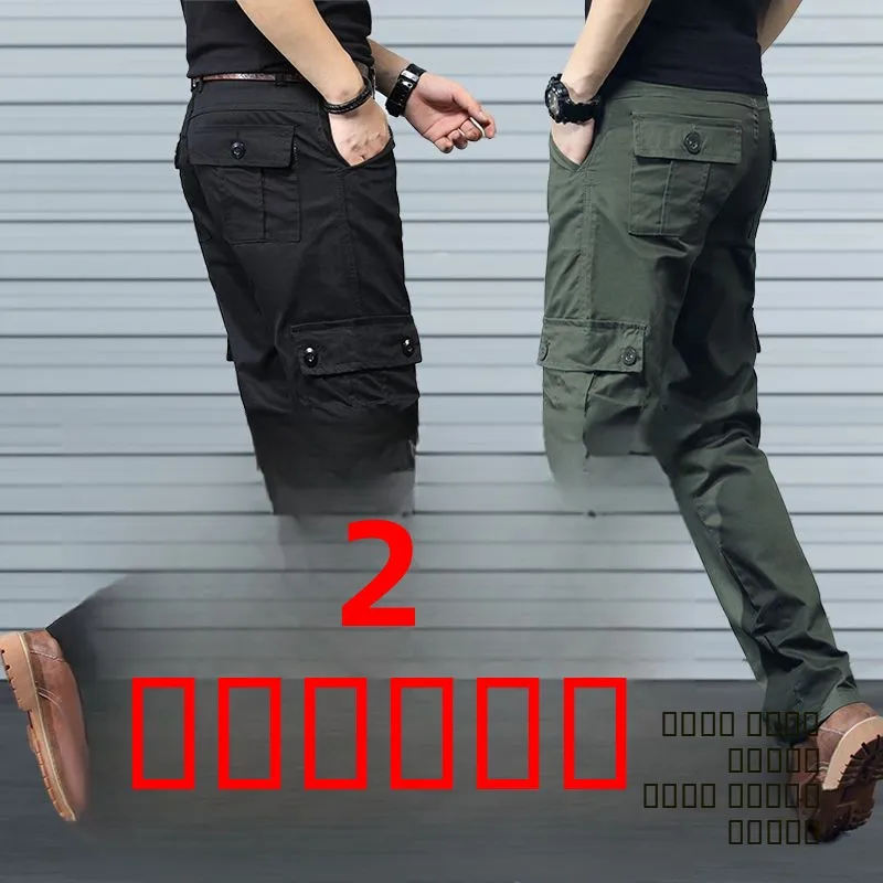 

Pure Cotton Work Trousers Men's Autumn Straight Loose Casual Khaki Bla Welding Resistant Wear-Resistant High Waist Loose Fit