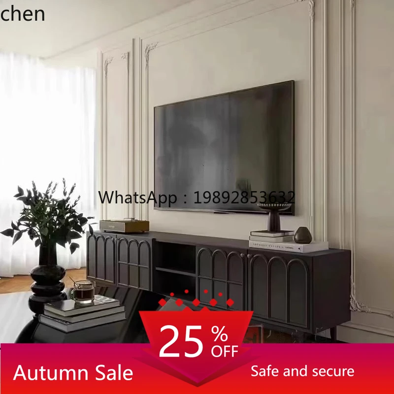 

retro solid wood TV cabinet combination medieval small apartment living room combination floor cabinet