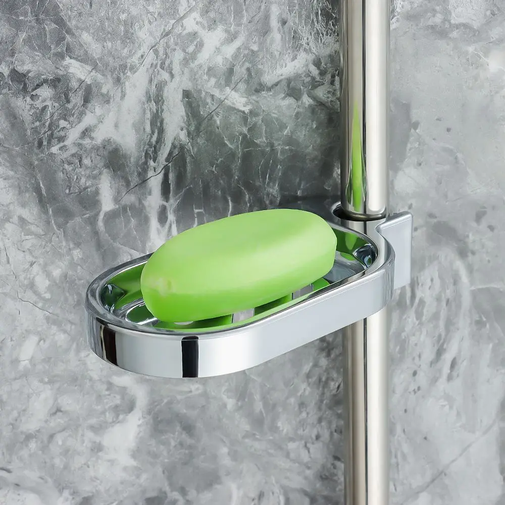 Gadget Bath Shower Silver Soap Dishes Adjustable Rail Slide Plates Soap Holder