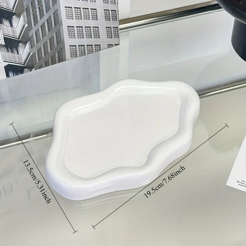 Kreatives Silber-Weißes Zweifarbiges Schmucktablett, Einfaches Galvanisiertes Aufbewahrungstablett, Dekoratives Präsentationstablett für Zuhause – Detail 5