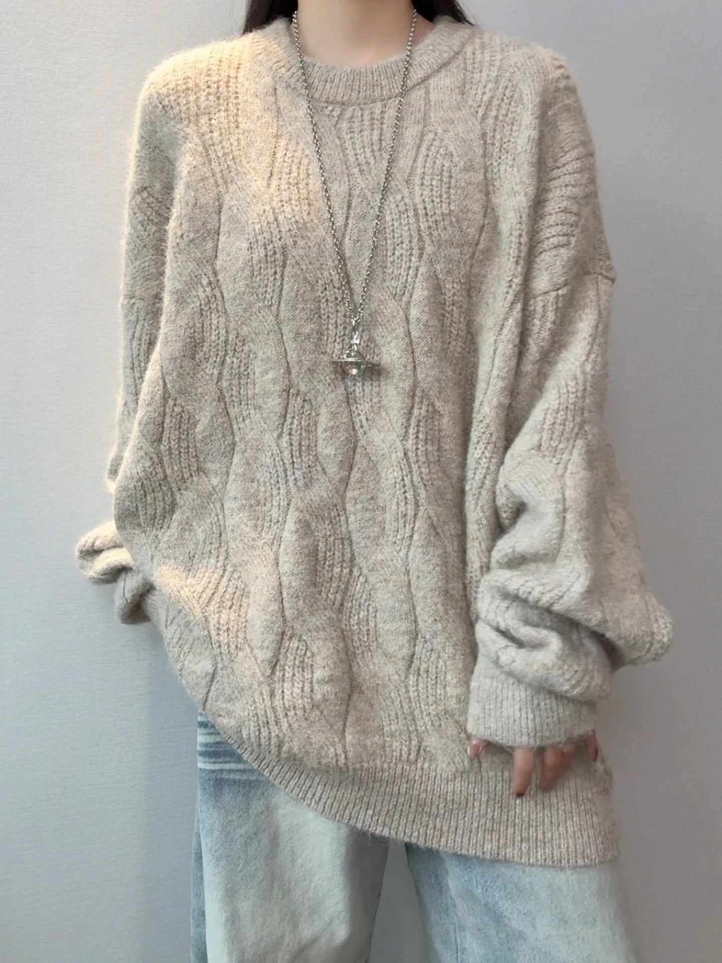 

Мужской свитер American Sle Heavyweight Round Neck Twist: осенне-зимний, высококачественный, вязаный, базовый слой, топ для отдыха