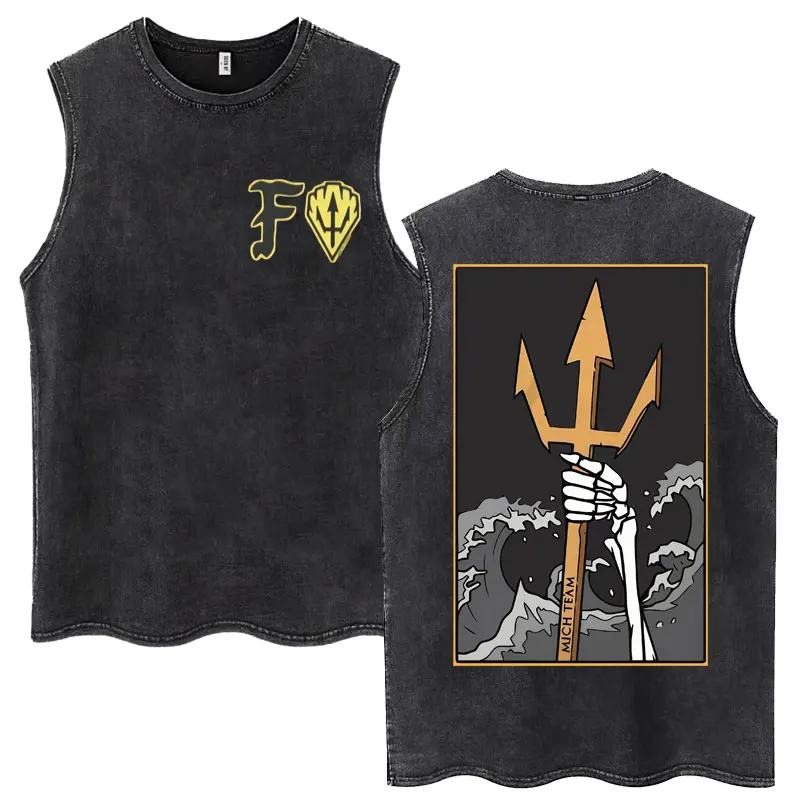 

Винтажные топы на бретелях для группы передних наблюдений Mich Team, мужские и женские футболки без рукавов в стиле рок, хлопковая мужская футболка большого размера