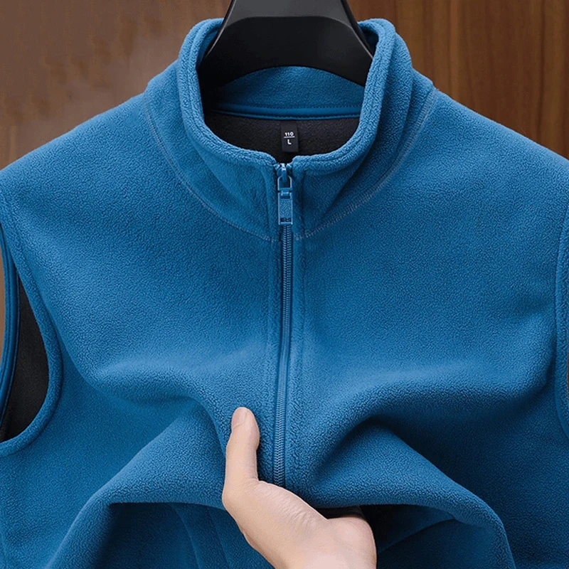 

Мужской флисовый жилет 2024: Новинка осенне-зимнего сезона, спортивный кардиган с воротником-стойкой, повседневная флисовая куртка на молнии, модная модель, размер S...