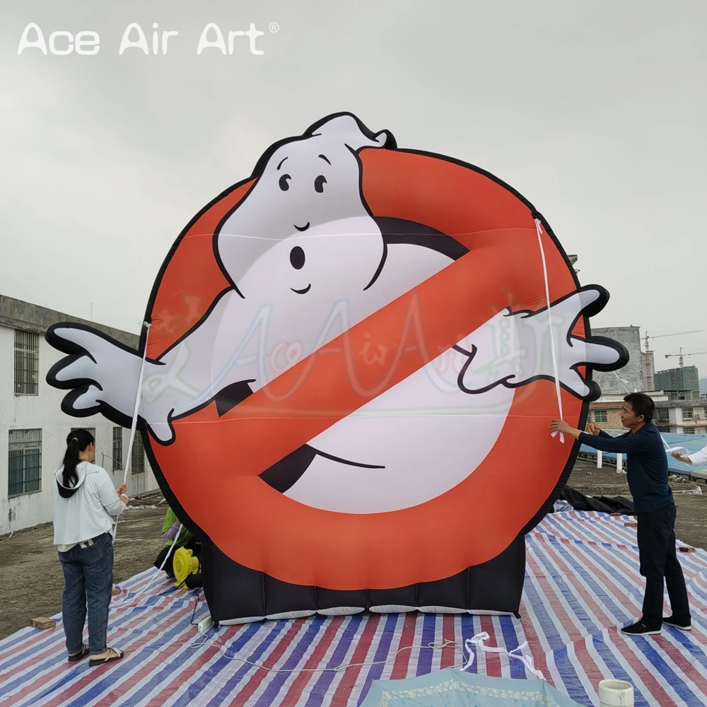 4mH of op maat gemaakt opblaasbaar Ghostbusters-logobord voor speelkamerspellen Clubdecoratie