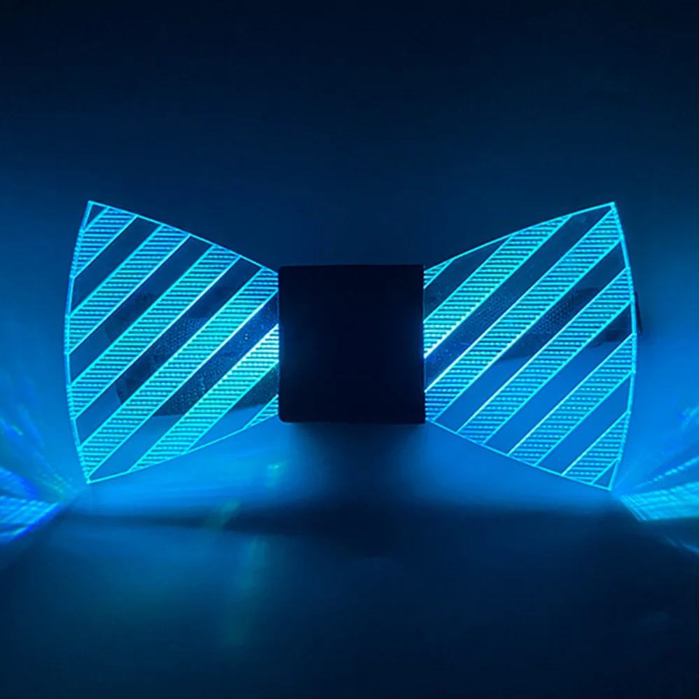 Hot Sales Acrylic Flashing Party Decor Gentlemen LED Neon Bow Tie Glowing EL Wire Tie For Wedding Decoration Party Supplies