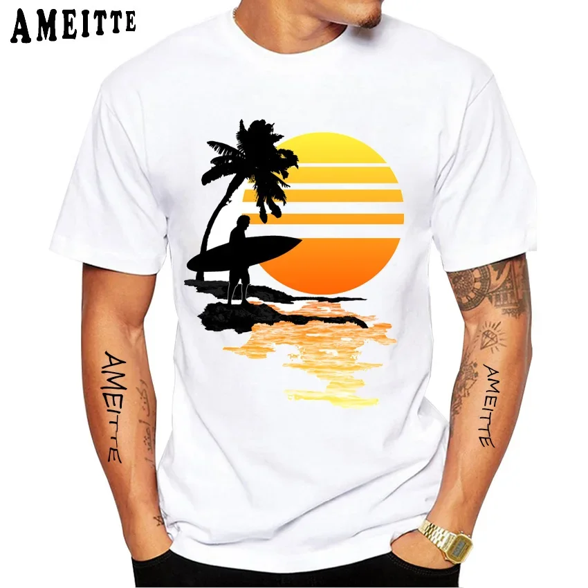 SUP Paddle Boarding Heartbeat T-Shirt New Summer Men Short Sleeve Hip Hop Boy Tops Stand Up Paddle Board Sport Mans White Tees